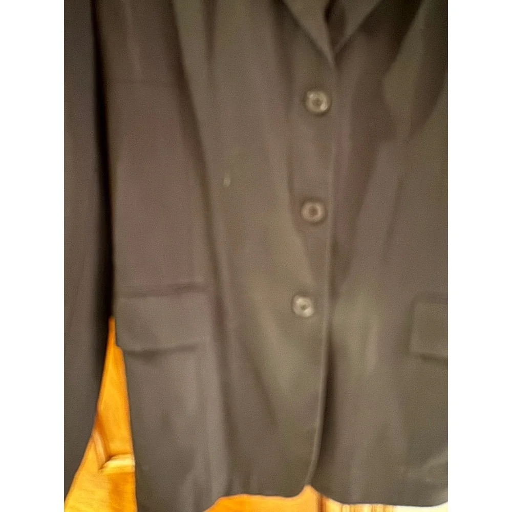 Talbots Womens‎ Black 100% Italian Wool 3-Button Blazer Jacket Size 14